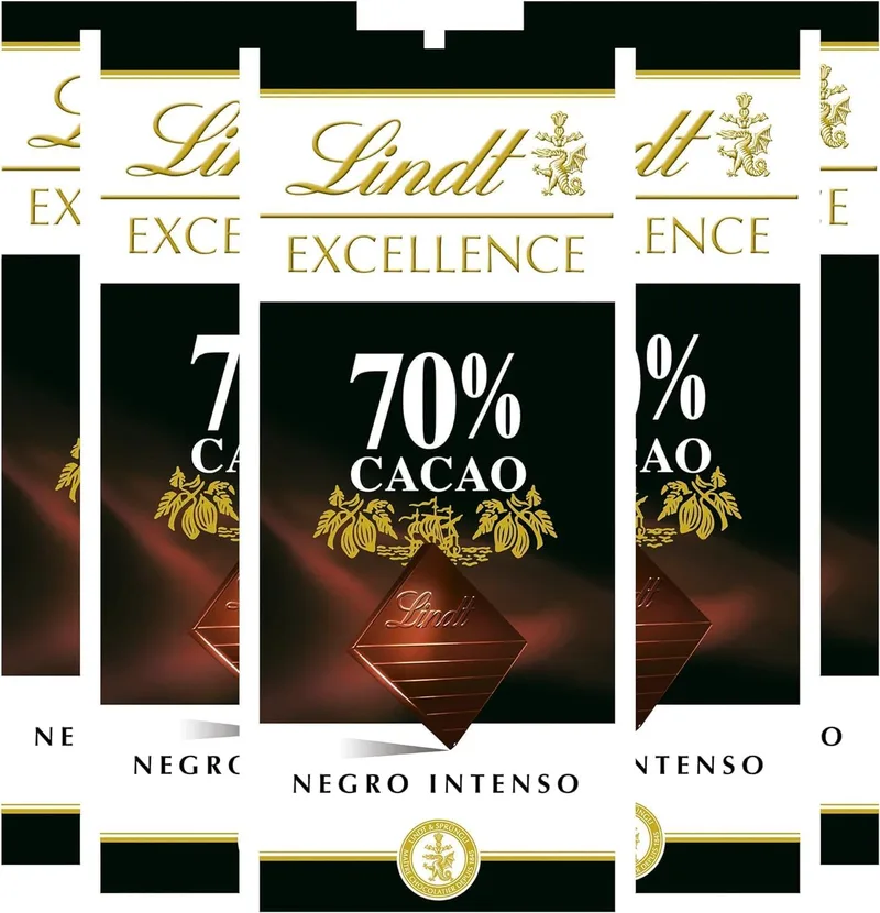 Lindt ▫️ Chocolate EXCELLENCE 70%, barra de chocolate puro, chocolate preto aromático, extra fino, delicado e intenso, 5 unidades