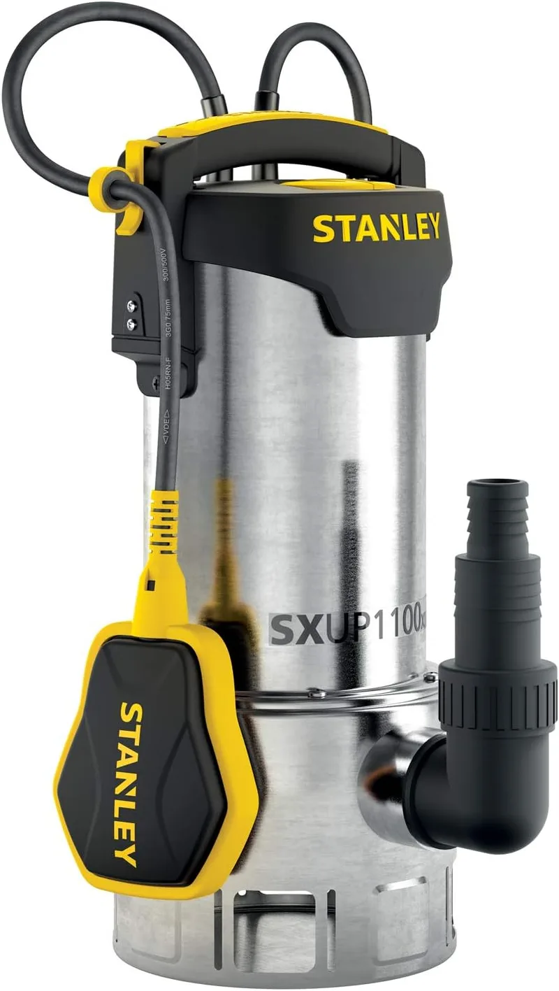 STANLEY ▫️ SXUP1100XDE Bomba submersível para águas sujas (1 100 W, caudal máx. 16 500 l/h, altura manométrica máx. 10,5 m)