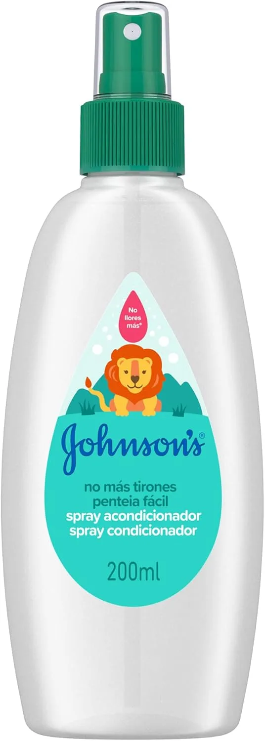 Johnson's Baby ▫️ No More Tugging Spray Condicionador para Crianças e Bebés, Desembaraçador, Cabelos Compridos ou Encaracolados, Hipoalergénico, 200ml