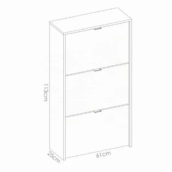 DEKIT GRUPO RIMOBEL ▫️ Sapateira de 3 portas para 18 pares, melamina branca brilhante, 61 x 113 x 25 cm 3