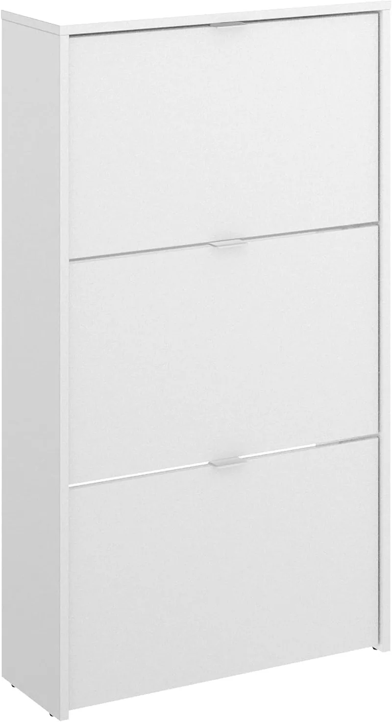 DEKIT GRUPO RIMOBEL ▫️ Sapateira de 3 portas para 18 pares, melamina branca brilhante, 61 x 113 x 25 cm