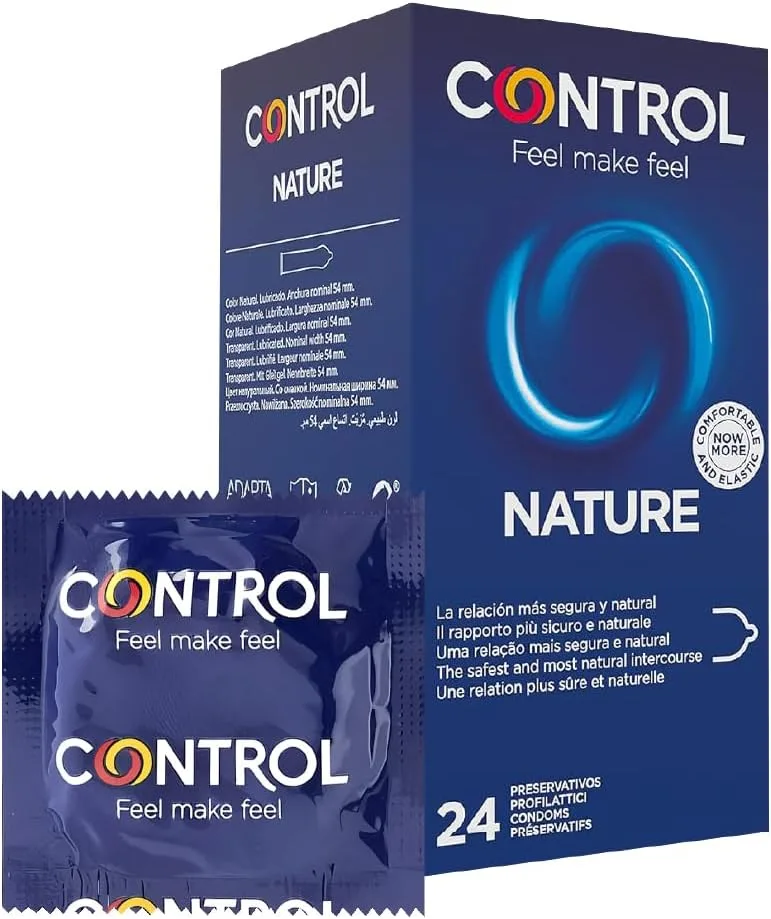 CONTROL ▫️ Preservativos Nature. Caixa de poupança Pack 24 preservativos para um prazer natural, lubrificado, sexo seguro, ajuste perfeito.