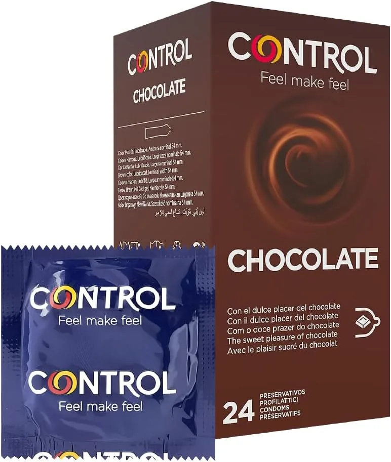 CONTROL ▫️ Preservativos Chocolate. Embalagem económica com 24 preservativos «Dulce Placer de Chocolate», lubrificados. Desfruta de preservativos com um ajuste perfeito para uma relação segura