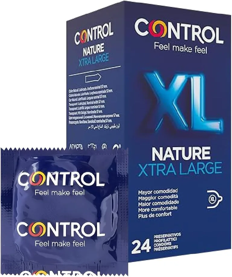 CONTROL ▫️ Preservativos Nature XL. Embalagem económica com 24 preservativos lubrificados. Ajuste perfeito para uma relação segura.