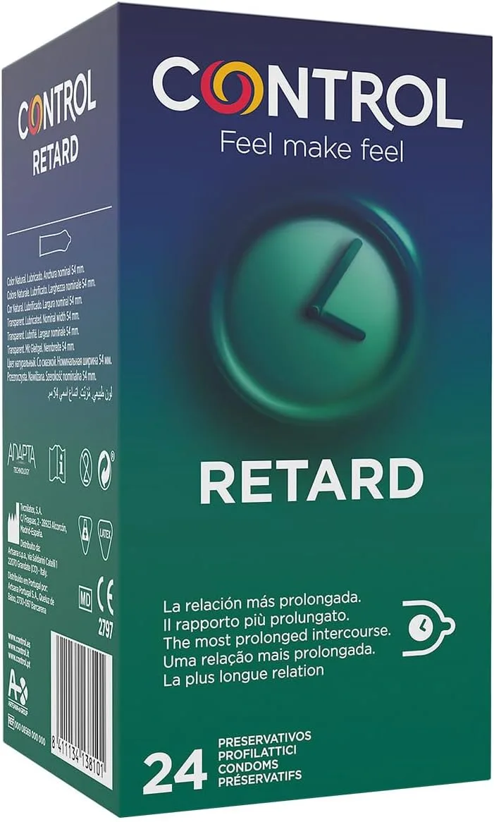 CONTROL ▫️ Non Stop Retard Preservativos – Caixa de preservativos retardantes para uma relação mais prolongada, lubrificados, ajuste perfeito, 24 unidades (embalagem económica)