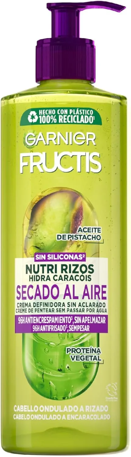 Garnier ▫️ Fructis - Nutri Rizos Secagem ao Ar - Creme sem enxaguamento para cabelo encaracolado ou ondulado - 400 ml
