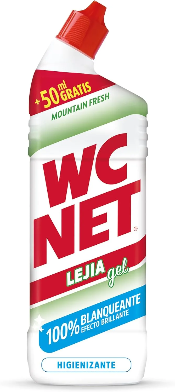 WC Net ▫️ Gel de lixívia Mountain Fresh para sanitas, limpa, higieniza e branqueia imediatamente, 800 ml,