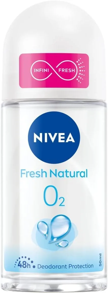 NIVEA ▫️ Fresh Natural Desodorizante Roll-On (300 ml), desodorizante para mulher com aroma fresco, desodorizante sem alumínio para os cuidados femininos