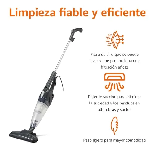 Amazon Basics ▫️ Aspirador de vara, aparelho 2 em 1 com fio, motor ECO, filtro substituível, leve, Preto 3