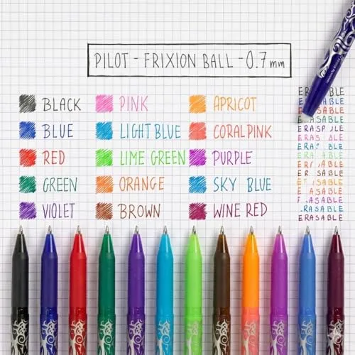 PILOT ▫️ Caixa com 4 conjuntos de 3 recargas FriXion - Recargas para canetas apagáveis - Compatíveis com FriXion Ball e FriXion Ball Clicker - Azul, Preto, Verde, Vermelho - Ponta média (12 recargas) 5