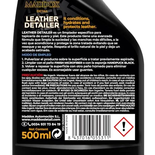 Maddox Detail ▫️ Produto de limpeza para bancos de couro de automóvel Leather Detailer 500 ml 2