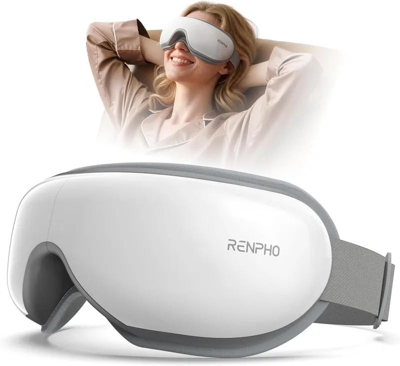 RENPHO ▫️ Massajador ocular com calor, máscara de massagem ocular com calor | 2 níveis de compressão, massajador ocular para aliviar a tensão ocular e melhorar o sono, presentes originais para mulher
