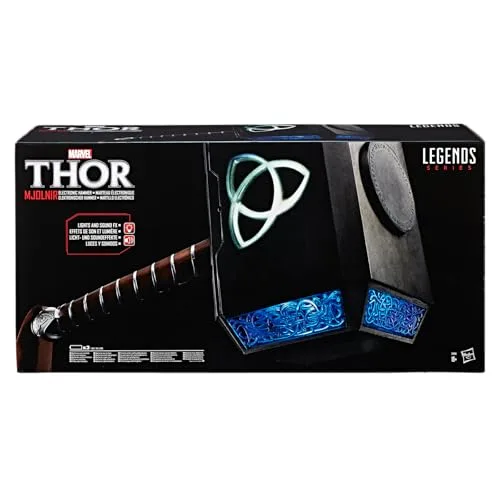 Marvel ▫️ Série Legends dos Vingadores - Martelo Eletrónico Mjolnir - Martelo eletrónico Premium com luzes e sons para jogos de interpretação de papéis para adultos 2