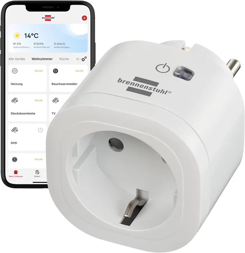Brennenstuhl ▫️ Connect tomada inteligente WA 3000 XS01 (tomada Wi-Fi programável, controlo por aplicação ou voz, smart plug, compatível com a Alexa e o Google Assistant)