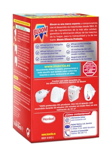 Bloom ▫️ Max - embalagem com 4 recargas de líquido, inseticida elétrico contra moscas e mosquitos comuns e tigre 3