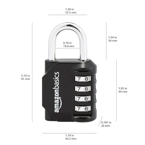 Amazon Basics ▫️ AB-PL111 - Cadeado com fechadura de combinação, preto (pacote de 2 unidades) 3
