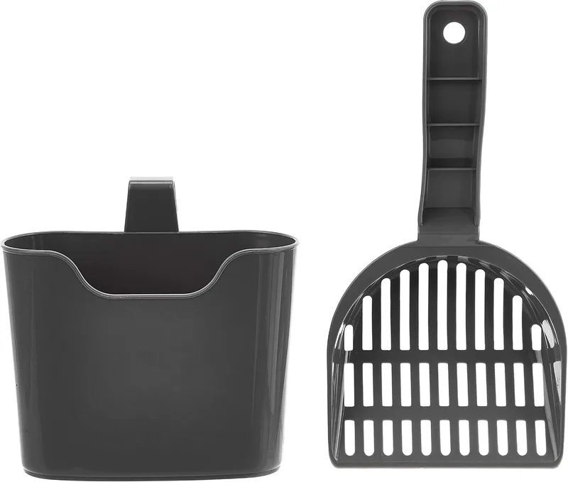 Amazon Basics ▫️ Pá para recolher resíduos da areia do gato com recipiente, sem aroma, 1 unidade
