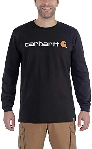 Carhartt ▫️ Homem, T-shirt de manga comprida com logótipo gráfico, tecido grosso, corte ligeiramente largo 2