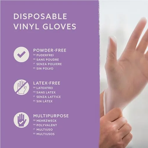 by Amazon ▫️ da Amazon: Luvas descartáveis de vinil, sem pó, sem látex, tamanho XL, embalagem de 100 unidades 3