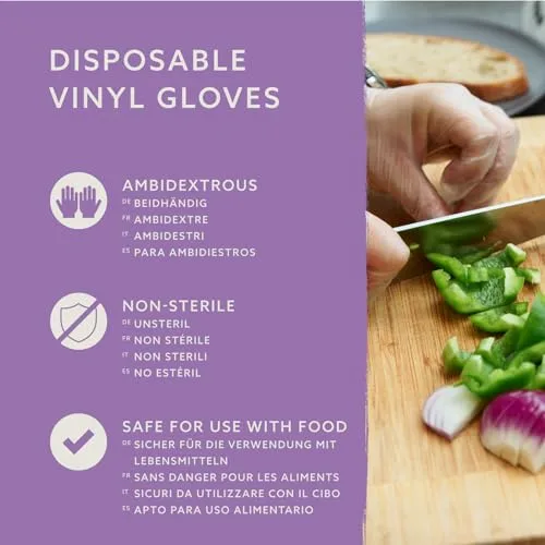 by Amazon ▫️ da Amazon: Luvas descartáveis de vinil, sem pó, sem látex, tamanho XL, embalagem de 100 unidades 4