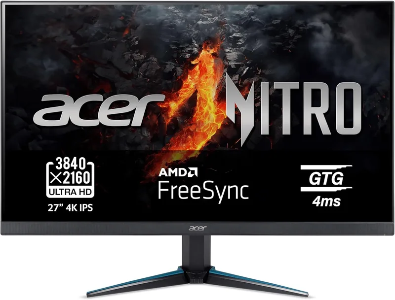 acer ▫️ Nitro VG270K L - Monitor Gaming 4K UHD IPS de 27" (68,6 cm, 3840x2160, 16:9, 350 Nits, tempo de resposta VRB de 4 ms, HDR10, HDMI 2.0/DP 1.2) Monitor para PC Gaming, Preto
