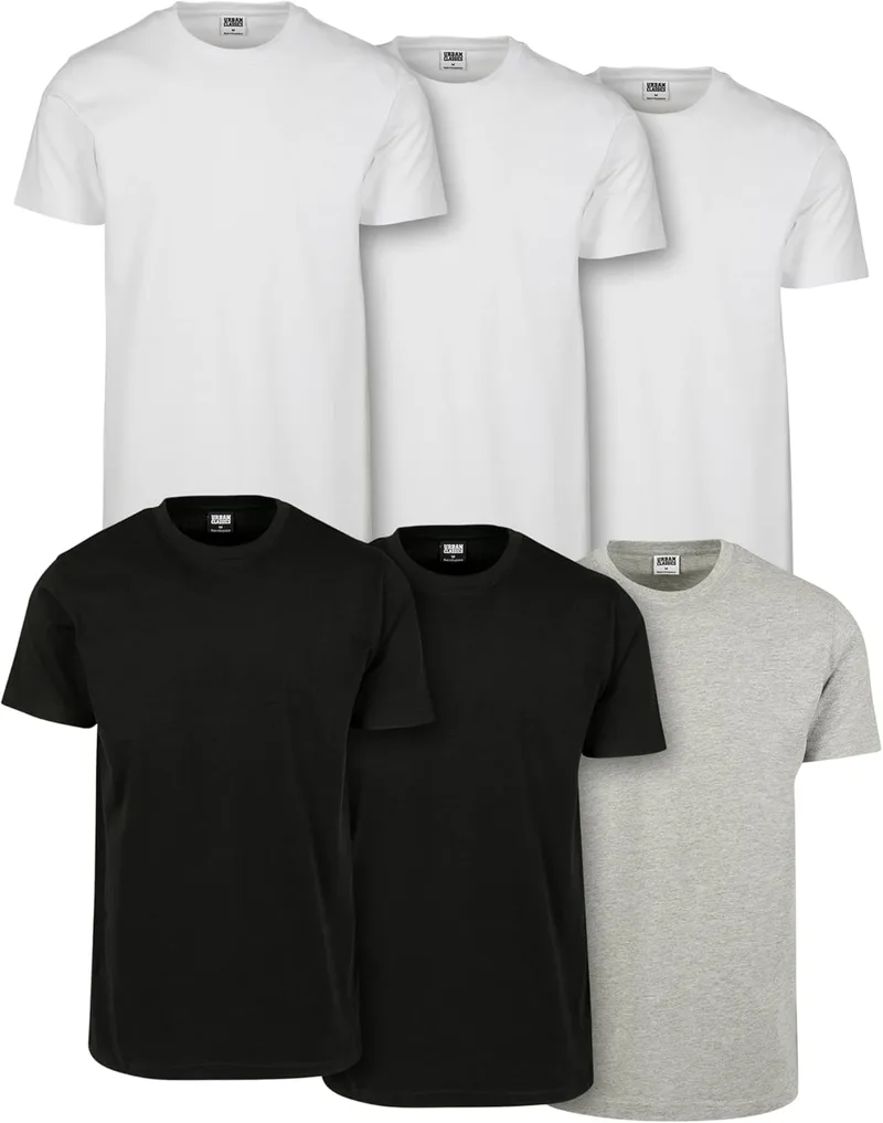 Urban Classics ▫️ Basic tee 6-Pack Camiseta de homem (Conjunto de 6)