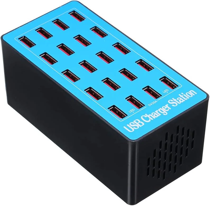Docooler ▫️ Carregador USB de 20 portas com adaptador Estação de carregamento universal Compatibilidade universal para utilização familiar e no escritório