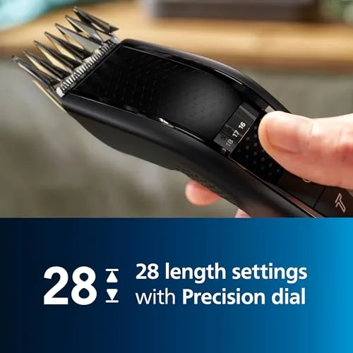 PHILIPS ▫️ Cortador de cabelo com lâminas de titânio, 3 pentes-guia, 28 ajustes de comprimento, 90 minutos de autonomia sem fio, inclui estojo de viagem, cor preta 2