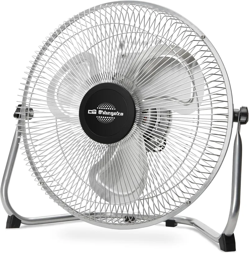 Orbegozo ▫️ PW 1230, Ventilador industrial «Power Fan», inclinação regulável, 45 W, pás metálicas de 30 cm, pega de transporte, grelha de segurança, 3 velocidades