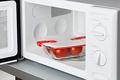 PYREX ▫️ Cook & Heat – Conjunto de 3 recipientes quadrados de vidro de 1 L com tampa hermética especial para micro-ondas – Caixas de conservação 4