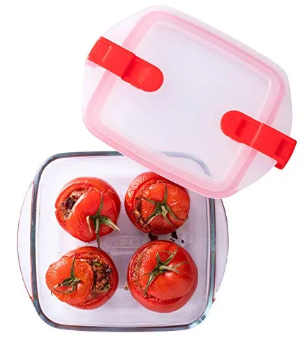 PYREX ▫️ Cook & Heat – Conjunto de 3 recipientes quadrados de vidro de 1 L com tampa hermética especial para micro-ondas – Caixas de conservação 5
