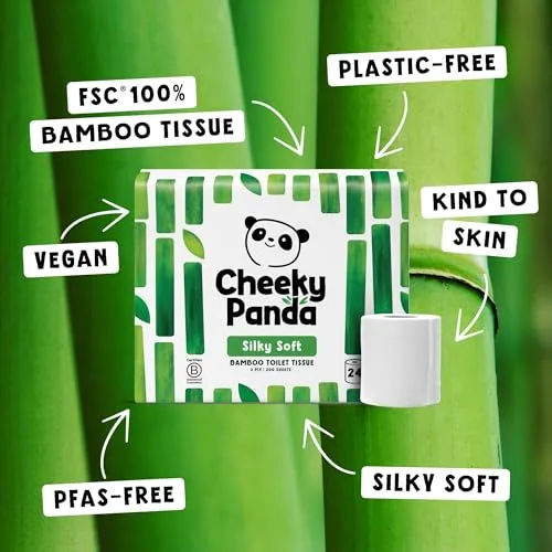 The Cheeky Panda ▫️ Papel Higiênico de Bambu | 24 rolos x 200 folhas | 3 camadas, 100% bambu, biodegradável, sem plástico | Embalagem a granel 2