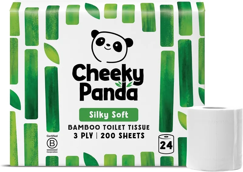 The Cheeky Panda ▫️ Papel Higiênico de Bambu | 24 rolos x 200 folhas | 3 camadas, 100% bambu, biodegradável, sem plástico | Embalagem a granel