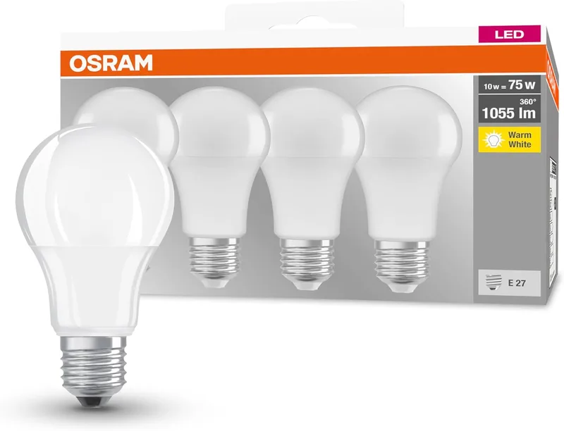 OSRAM ▫️ Lâmpadas 40600000000000 LEDVANCE E27, 11 W, Branco Quente, Conjunto de 4, 4