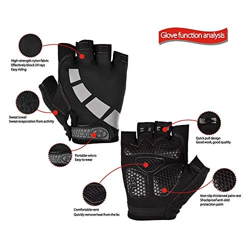 Nesirooh ▫️ Luvas de BTT para homem e mulher, luvas de ciclismo de verão com gel e dedos médios para BTT, bicicleta e ginásio 2