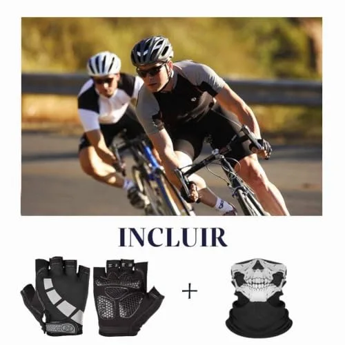 Nesirooh ▫️ Luvas de BTT para homem e mulher, luvas de ciclismo de verão com gel e dedos médios para BTT, bicicleta e ginásio 6