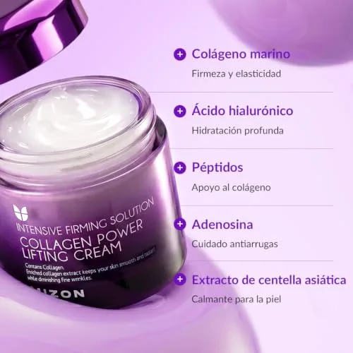 MIZON ▫️ [] Creme Power Lifting de Colagénio (75 ml) Hidratante Intensivo com 75 % de Extrato de Colagénio Marinho, Produto de Beleza Coreano (Collagen Power Lifting Cream) 3