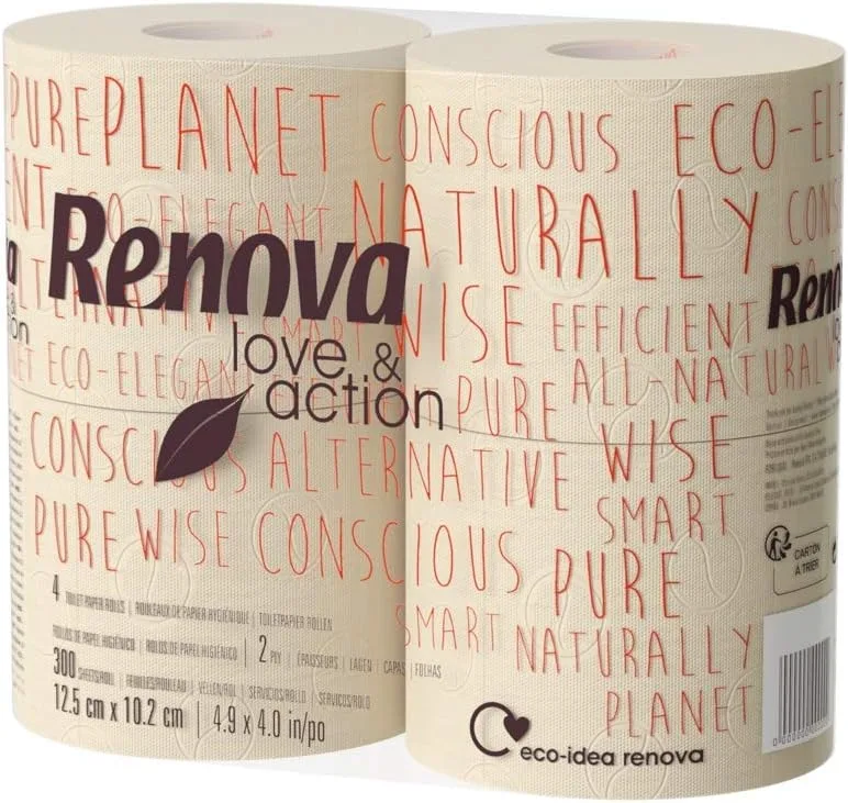 Renova ▫️ Papel Higiénico Eco Love & Action, 4 unidades