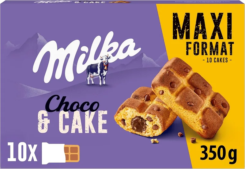 Milka ▫️ Cake & Choc Alpine Pão de ló de Chocolate ao Leite com Recheio de Chocolate, Formato Família 350g