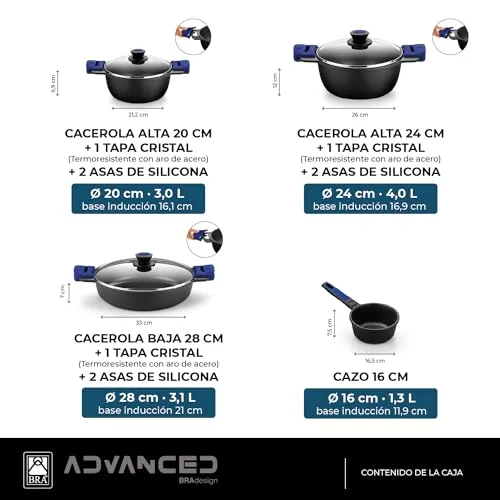BRA ▫️ Advanced | Conjunto de 4 peças em alumínio fundido antiaderente, para fogão de indução 2
