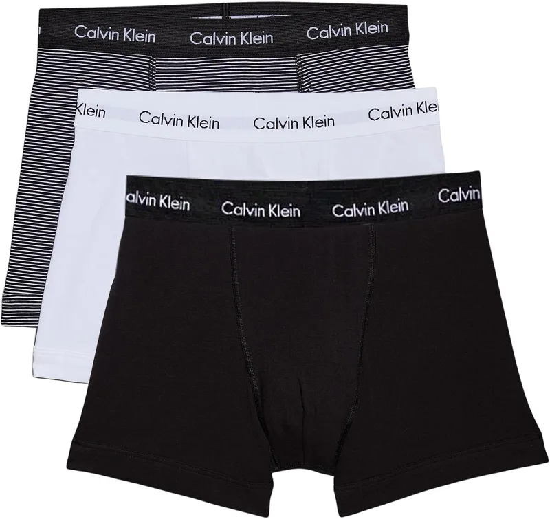 Calvin Klein ▫️ Cuecas boxer para homem, embalagem de 3 peças, Trunks, Roupa interior