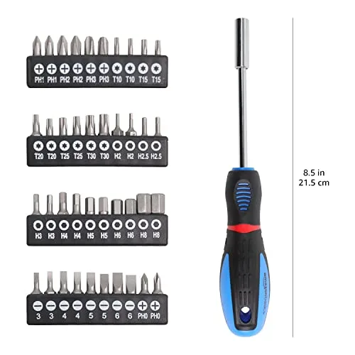 Amazon Basics ▫️ Conjunto de chaves de fendas : chaves de fenda de fenda, Phillips de precisão e Torx, preto, 58 unidades 4