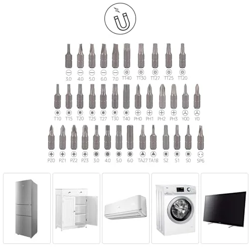 Amazon Basics ▫️ Conjunto de 73 peças de chaves de fendas magnéticas de precisão com catraca, magnéticas, Preto, Vermelho, Prateado 6
