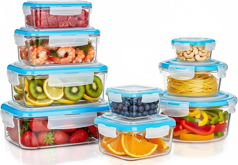 KICHLY ▫️ Recipientes de vidro para armazenamento de alimentos - Pacote de 9 recipientes herméticos para armazenamento de alimentos com tampas transparentes - lavável na máquina de lavar louça e no micro-ondas, sem BPA