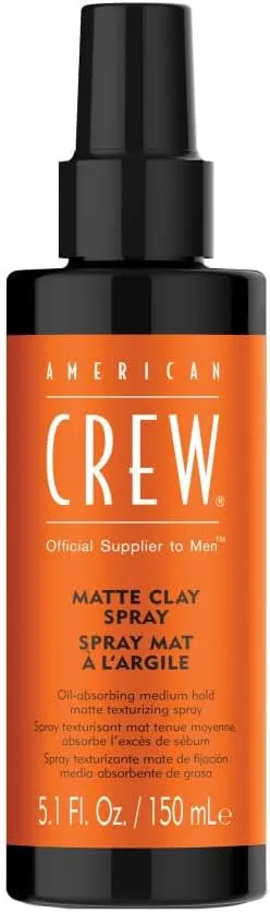 American Crew ▫️ Matte Clay Spray, Spray Fixador para o Cabelo que Absorve a Oleosidade, Texturizador com Fixação Média a Forte, Para Cabelo Oleoso, 150 ml