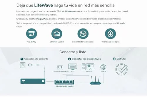 TP-Link ▫️ LS1005G - Switch Gigabit de 5 portas, Plug & Play, caixa em plástico 4