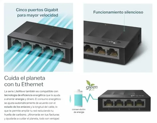 TP-Link ▫️ LS1005G - Switch Gigabit de 5 portas, Plug & Play, caixa em plástico 5