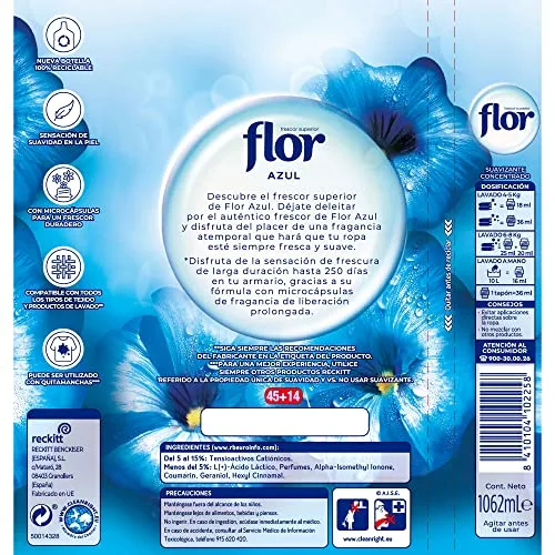 Flor ▫️ Amaciador de roupa concentrado, frescura superior original - Embalagem de 10, até 630 doses 2