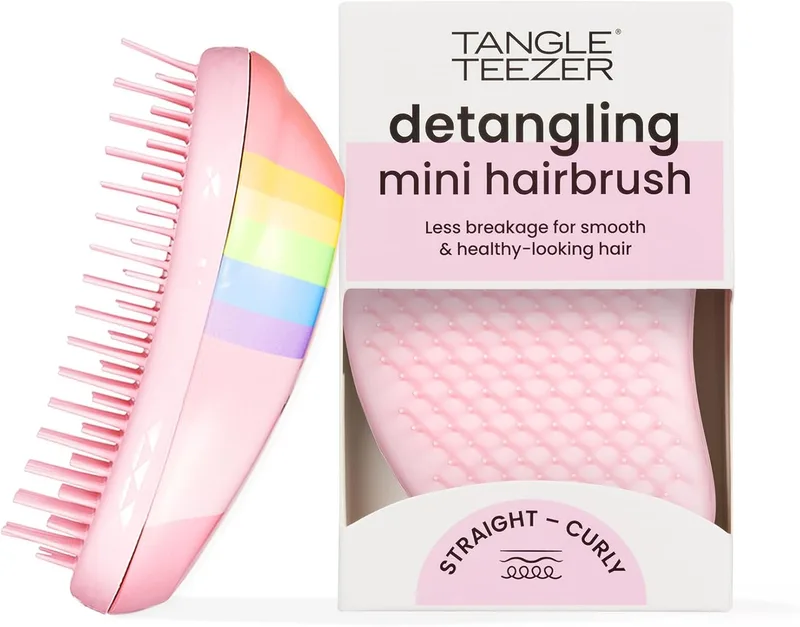 Tangle Teezer ▫️ Mini Original Hairbrush - Escova para desembaraçar em formato mini - Para cabelos secos e molhados - Adequada para todos os tipos de cabelo - Perfeita para crianças e viagens - Rainbow the Unicorn