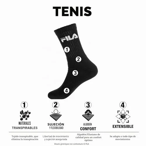 FILA ▫️ Meias para homem, em algodão, conjunto de 6, ajuste ideal e respiráveis 3
